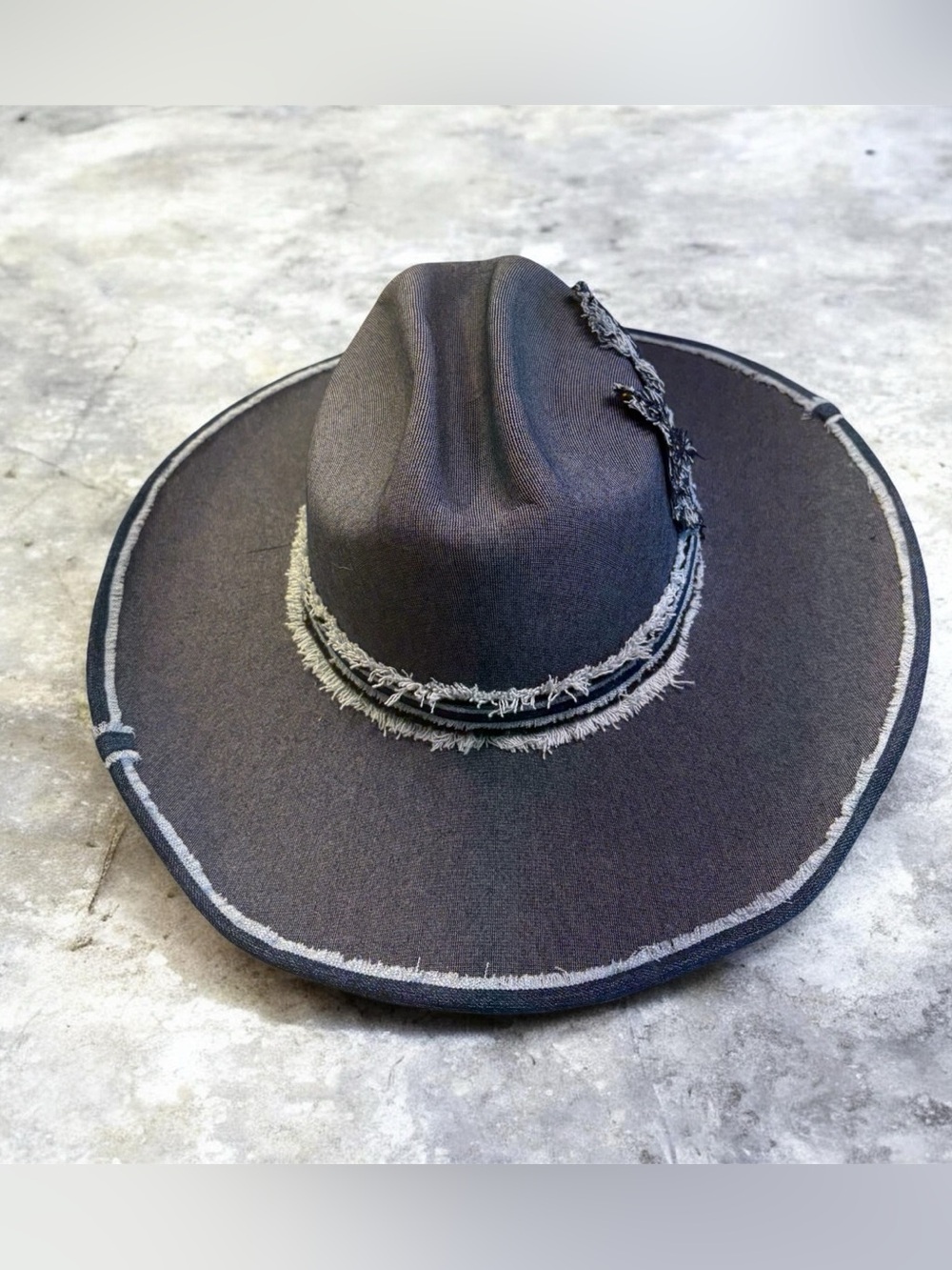 Men's Black Fringe Trim Wool Fedora Hat